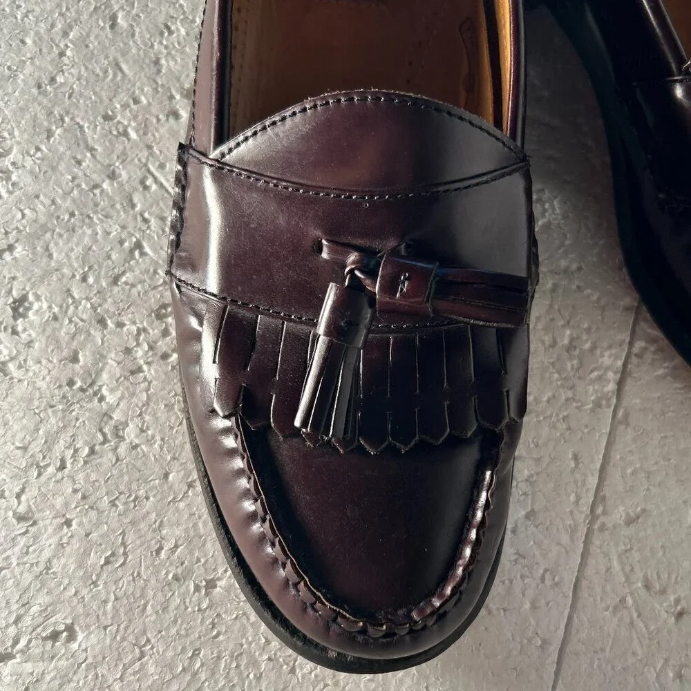 Bostonian SZ 8.5 Brown Leather Kilt & Tassel Flex Loafer Dress Luxury Office